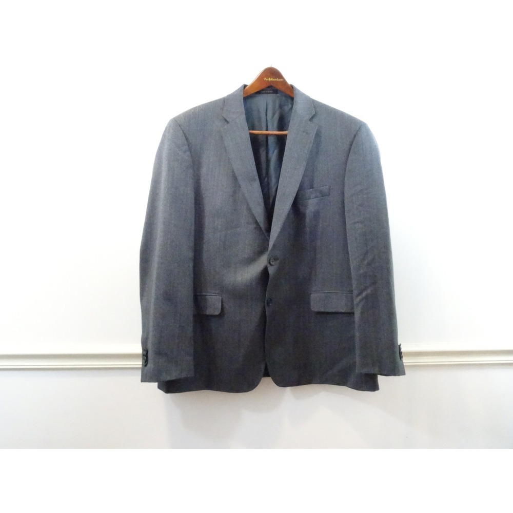 Jos A Bank Reserve Mens Grey Herringbone Blazer Two Button Sport Coat Size 46R